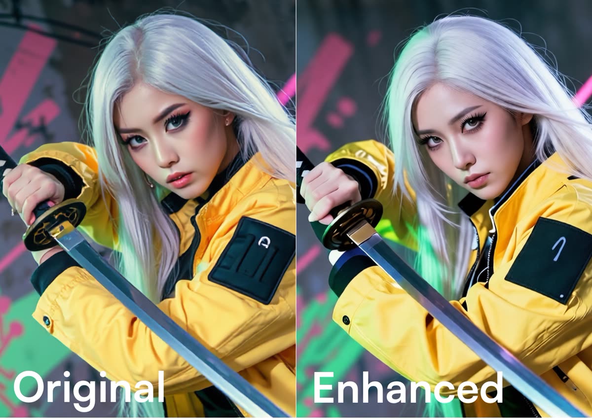 Enhancer preset panel showing cinematic, realism, and Lo-Fi filter options