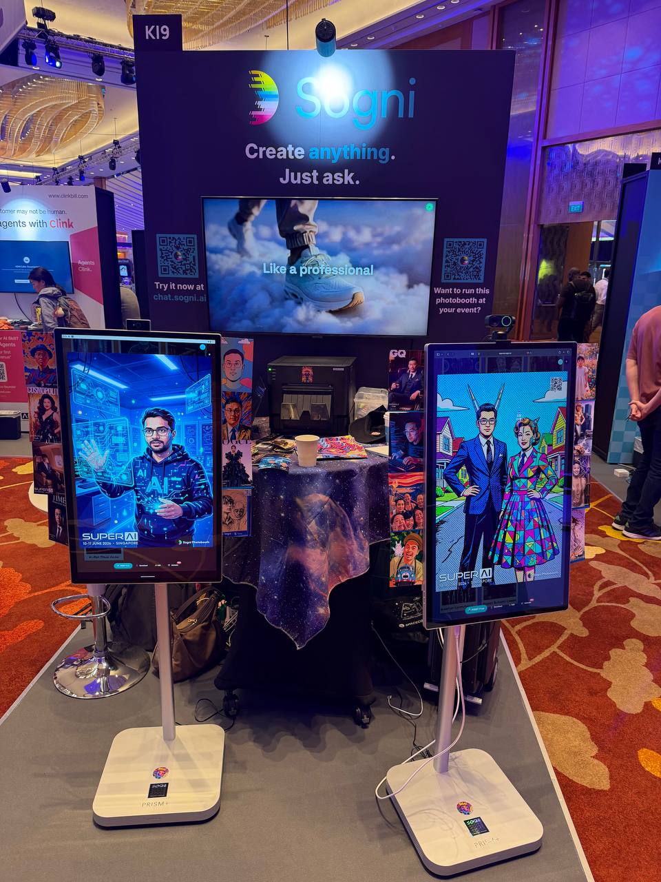 The Sogni photobooth setup at SuperAI Singapore