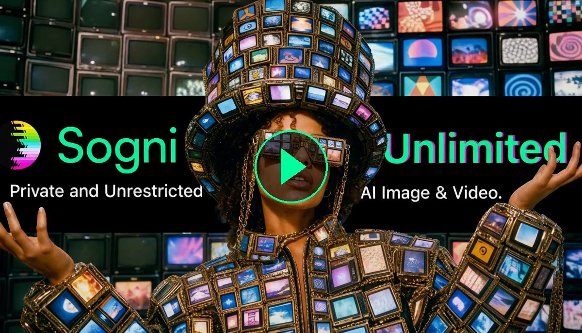 Sogni Unlimited, private and unrestricted AI image and video. Watch the video.