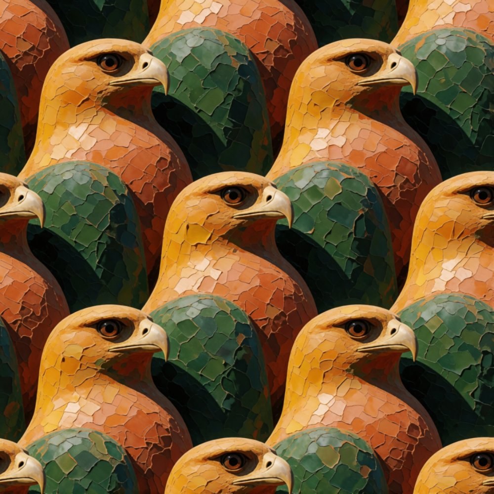 A tessellated pattern of mosaic hawks by maciasux
