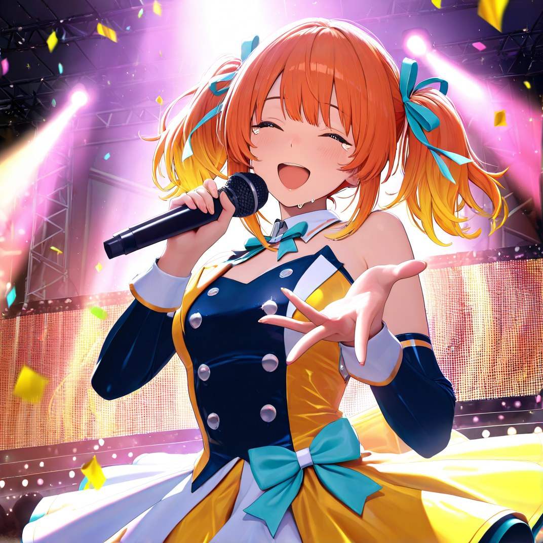 One Obsession v22 sample render of a 2.5D anime idol on stage